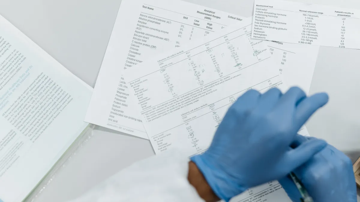 How to Read a Home Water Test Report Gloved hands reviewing water test report pages
